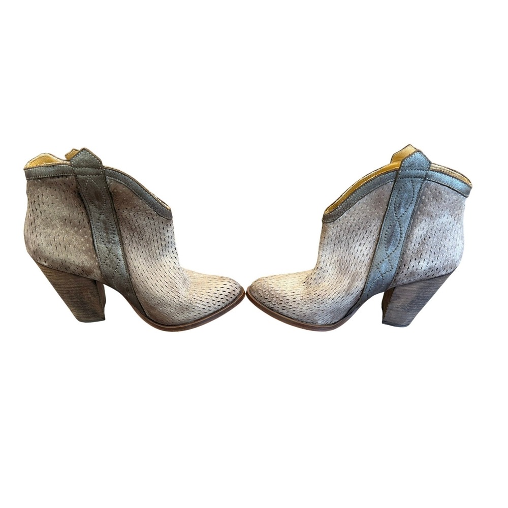 Miista NMPLB0137-032 Taupe Perforated Leather Western Ankle Boots‎ Spain Women 7